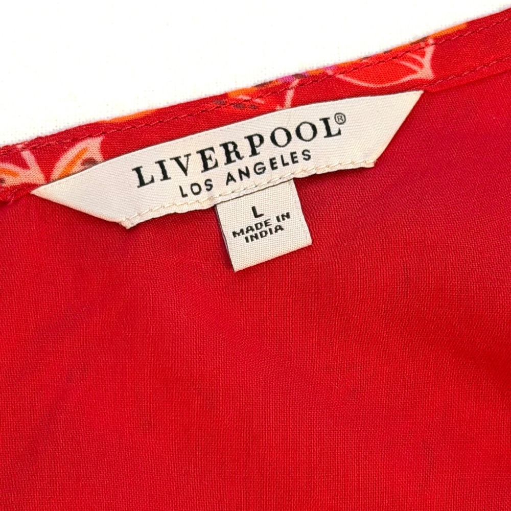 NWT Liverpool Floral Flowy Maxi Dress Red Orange Bohemian Resort Pockets Sz L - Picture 7 of 14